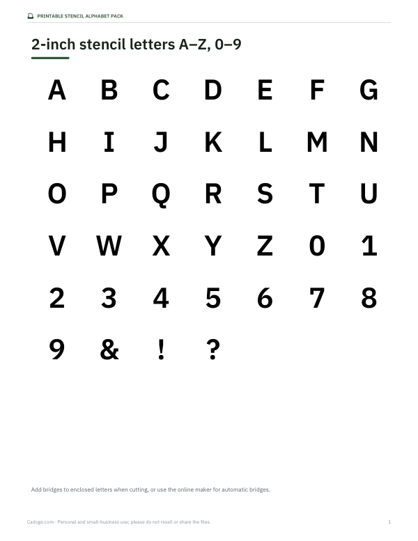 Preview of 2-Inch Stencil Alphabet Printable